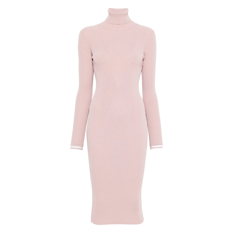 Elisabetta Franchi Ribbed Turtleneck Midi Dress