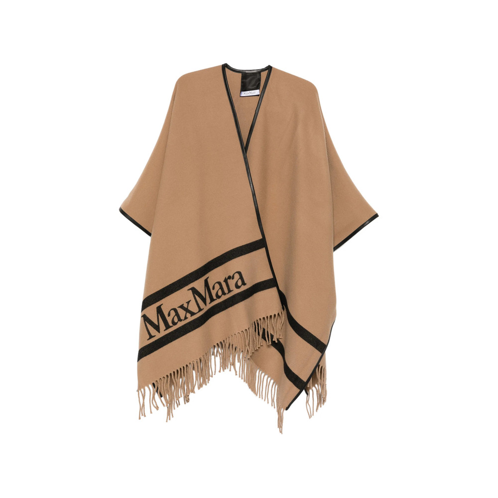 Max Mara Logo Fringed Cape