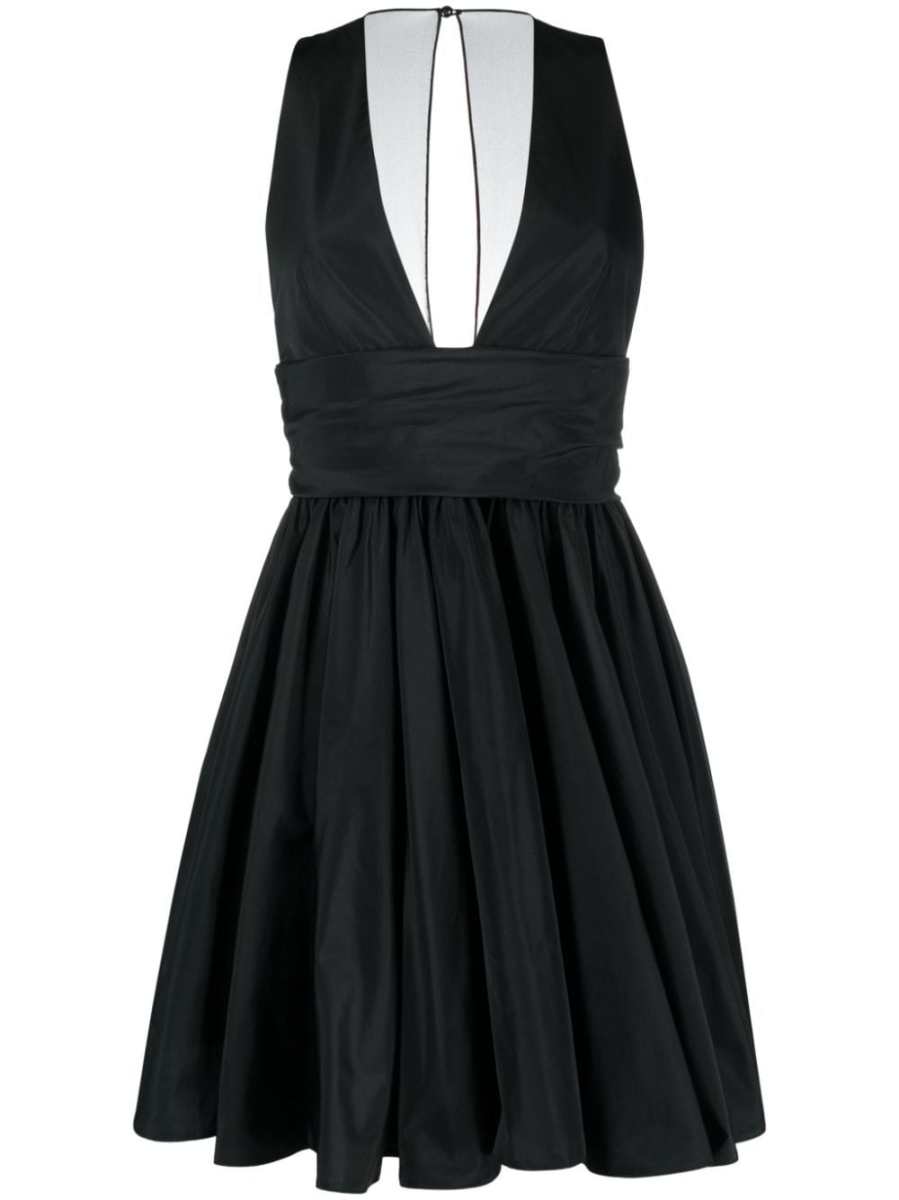 V-neck pleated dress