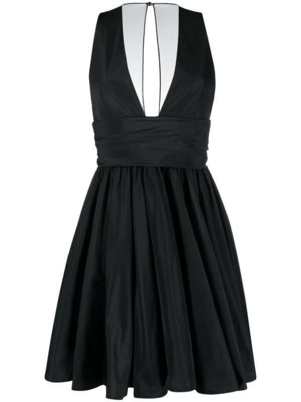 V-neck pleated dress