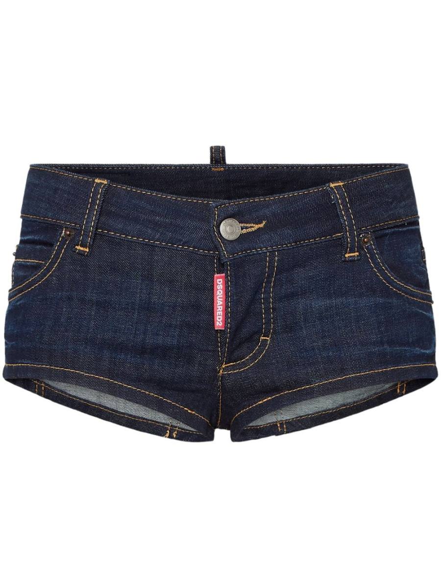 logo-embroidered denim shorts