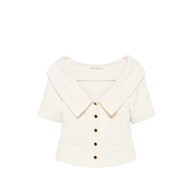 Alessandra Rich Off-shoulder Button-up Jacket