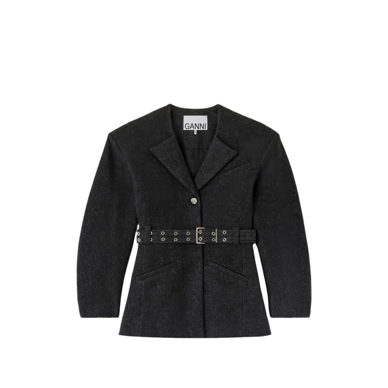 Ganni Belted Wool Jacket