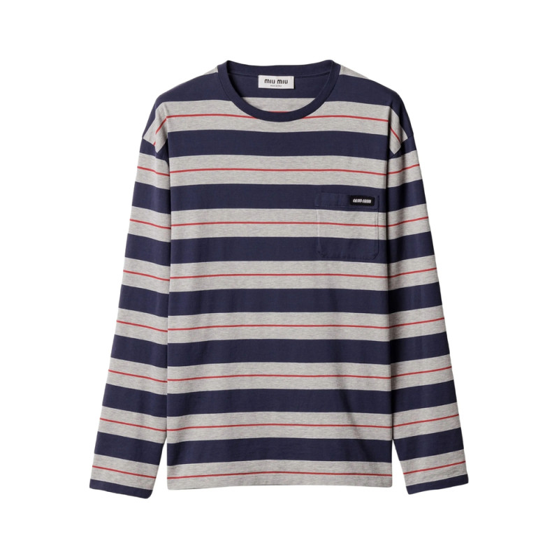 Miu Miu Long-sleeves Cotton T-shirt