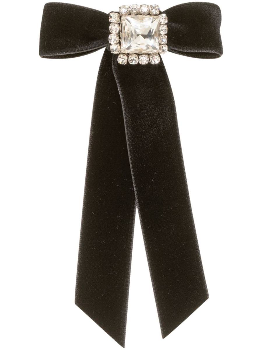 Zelina crystal-embellished velvet hair clip