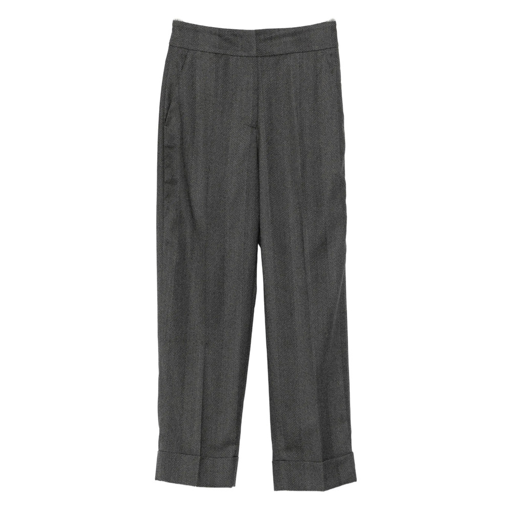 Peserico Herringbone Cuffed Trousers