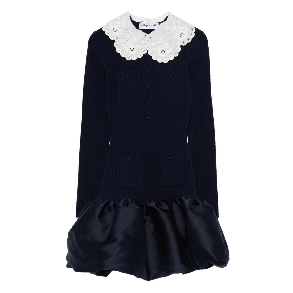 Self-portrait Scalloped Collar Pocket Mini Dress