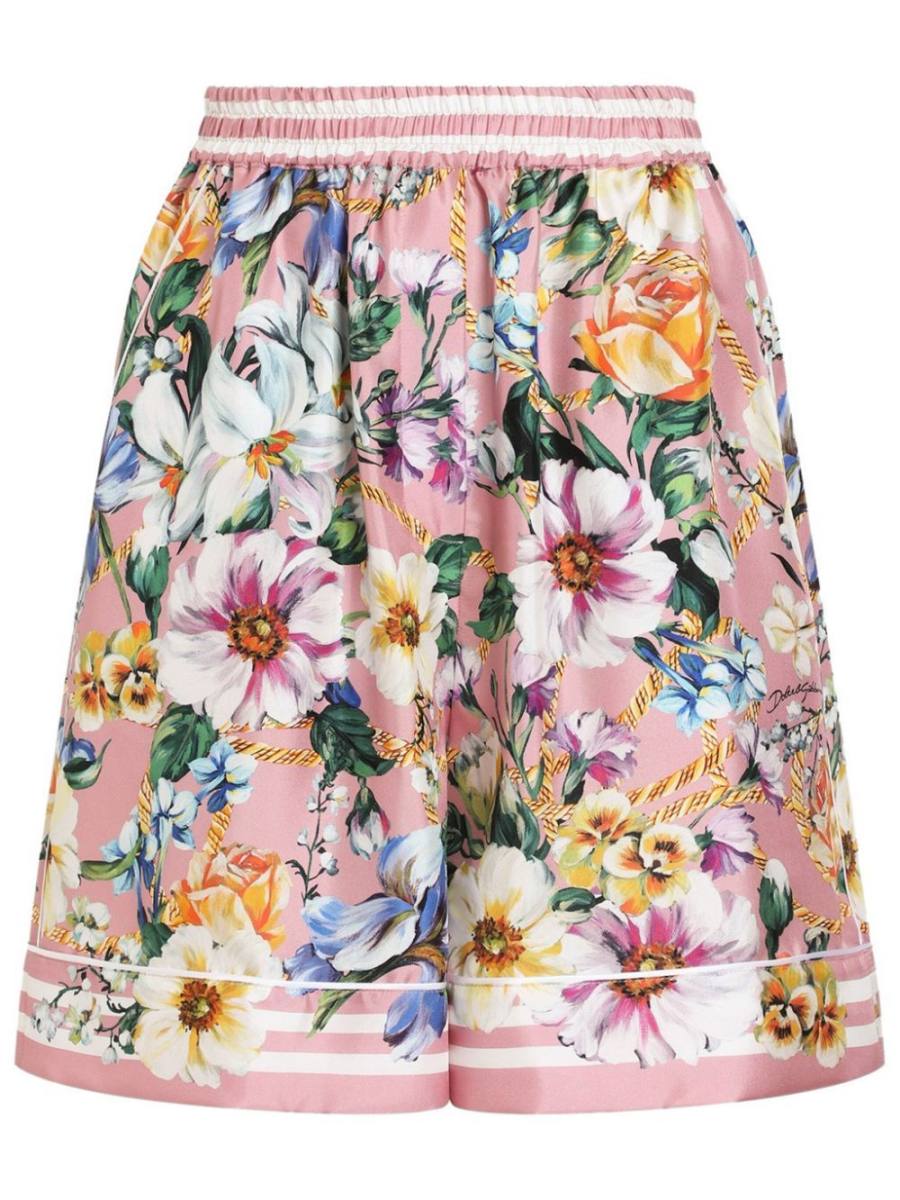 floral-print satin shorts