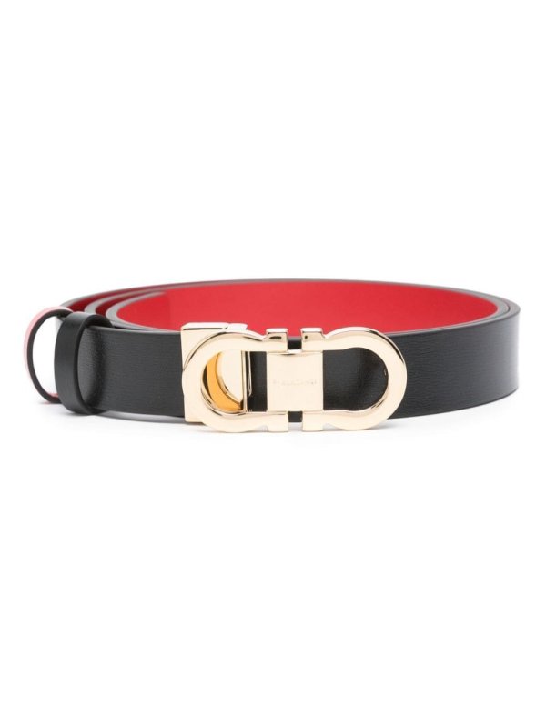 Gancini-buckle reversible leather belt