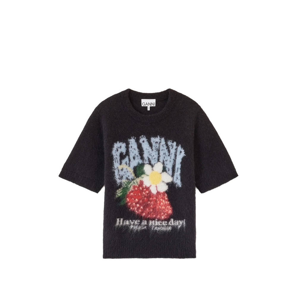 Ganni Brushed Short-sleeve Sweater