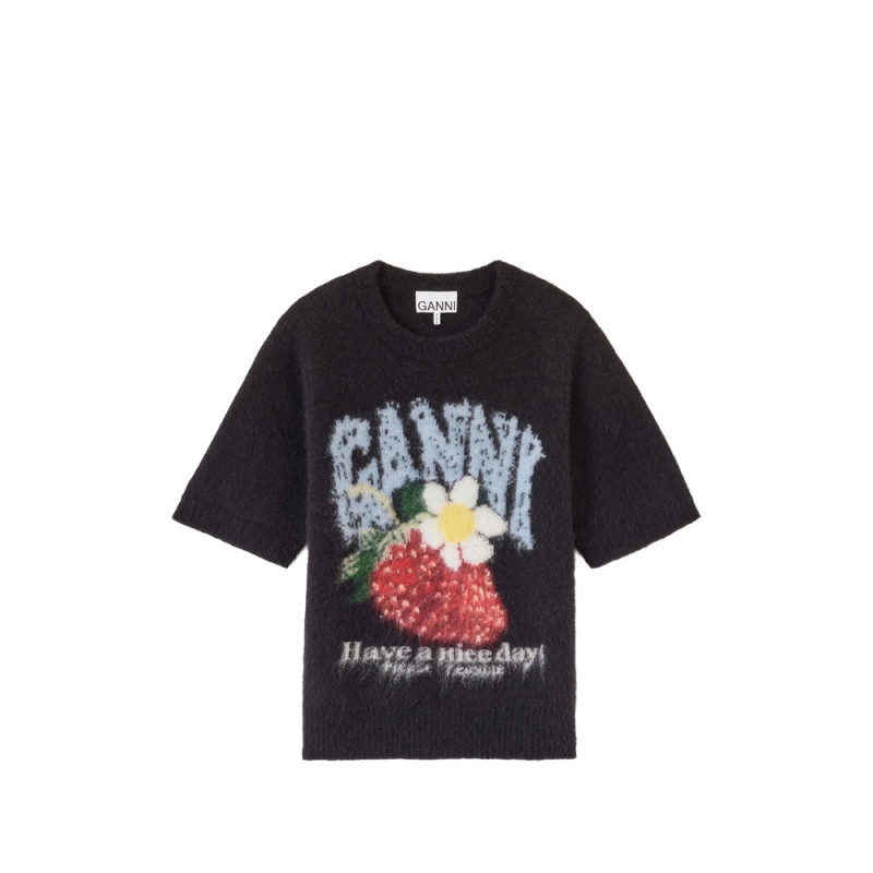 Ganni Brushed Short-sleeve Sweater