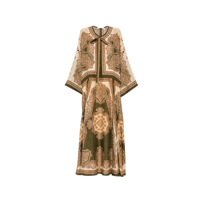 Zimmermann Paisley-print Pussy-bow Midi Dress