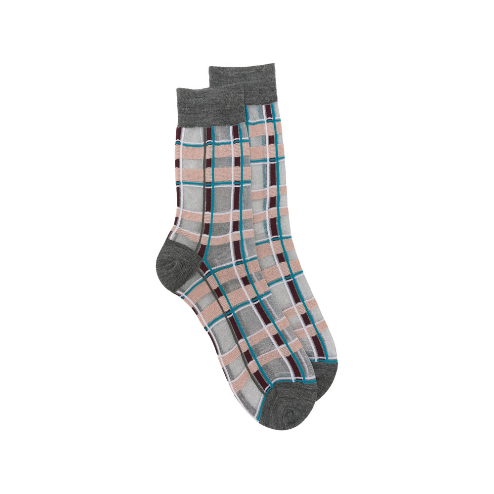 Ant45 Brill Short Check Metallic-thread Socks