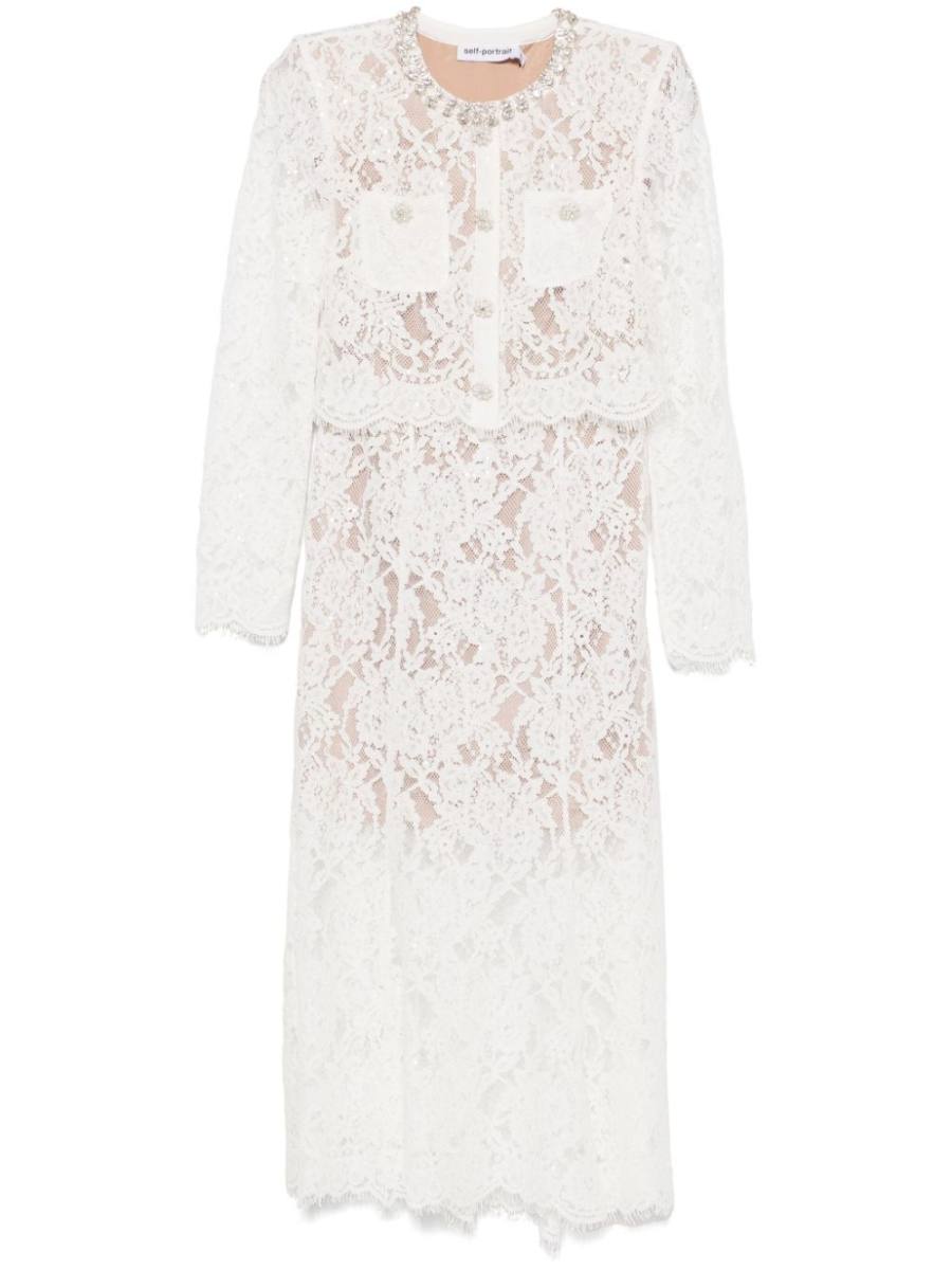 lace embellished midi dress