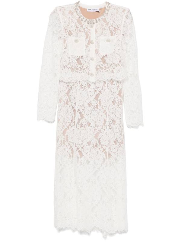 lace embellished midi dress
