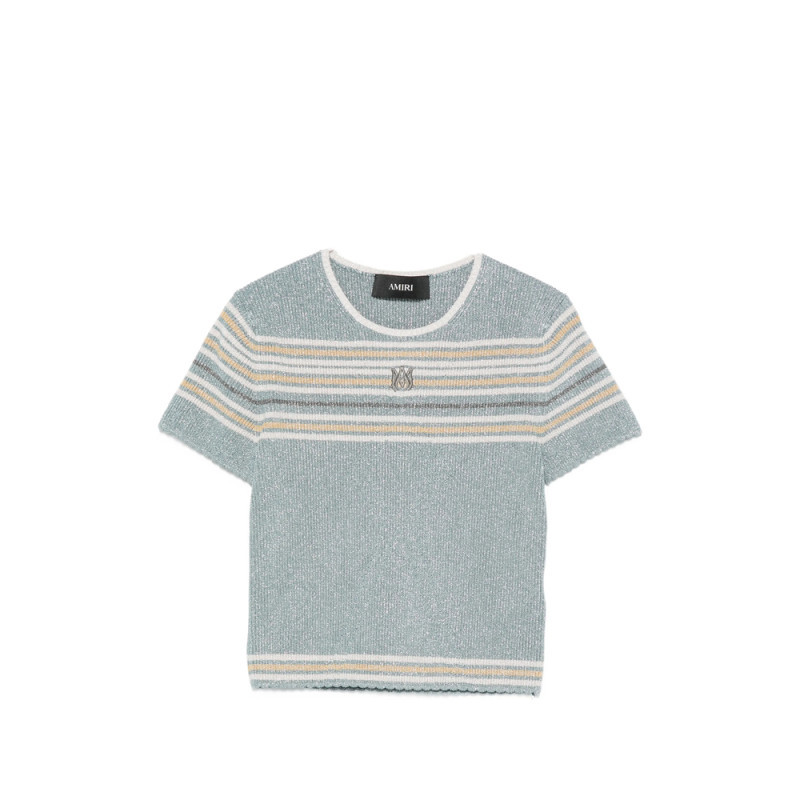 Amiri Logo-embroidered Striped Top
