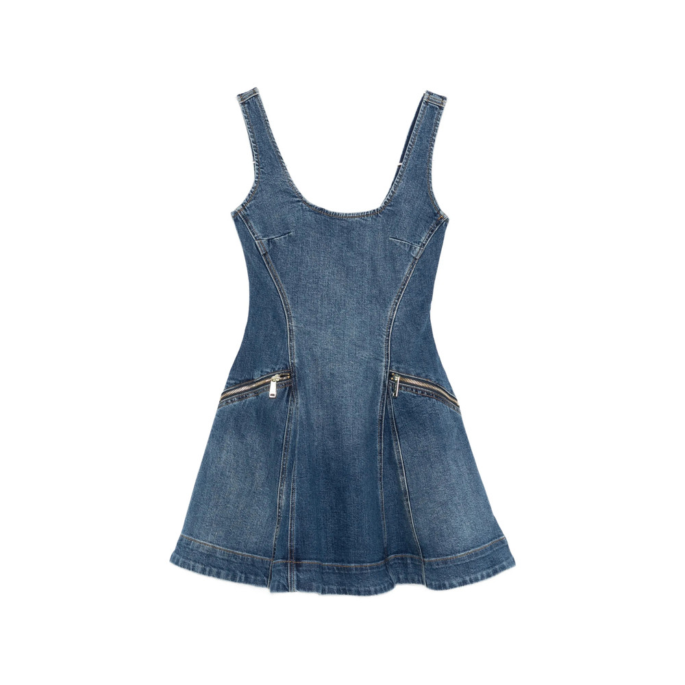 Self-portrait Flared Denim Mini Dress