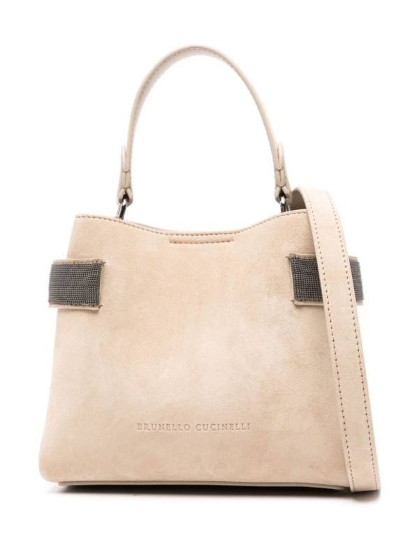 Monili-chain suede cross body bag
