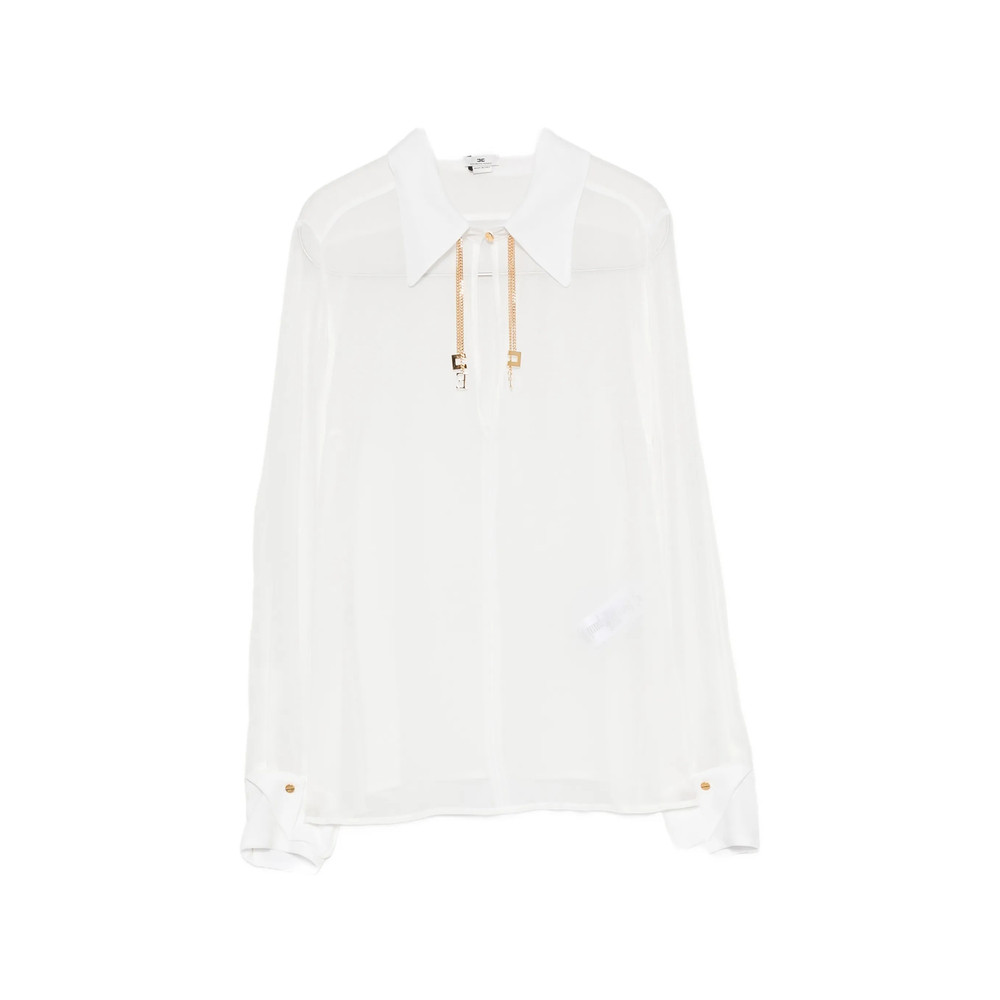 Elisabetta Franchi Logo-plaque Chain-detail Blouse