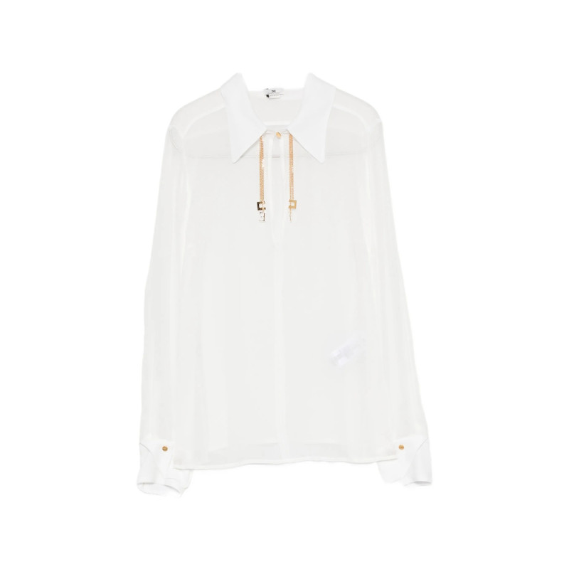 Elisabetta Franchi Logo-plaque Chain-detail Blouse