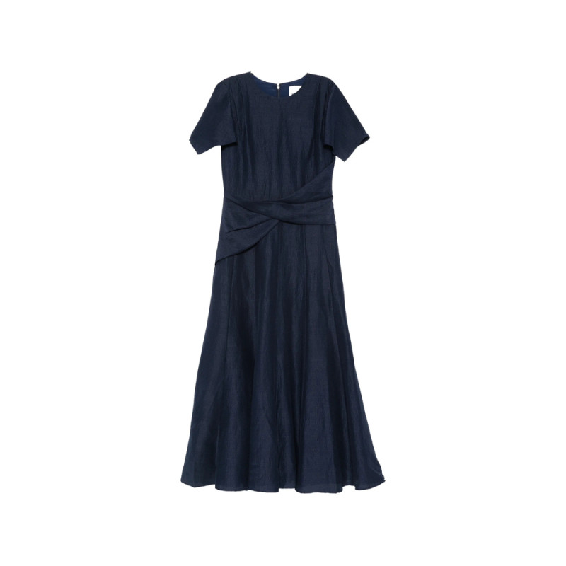 Roland Mouret Pleated Flutter-sleeve Midi Dress