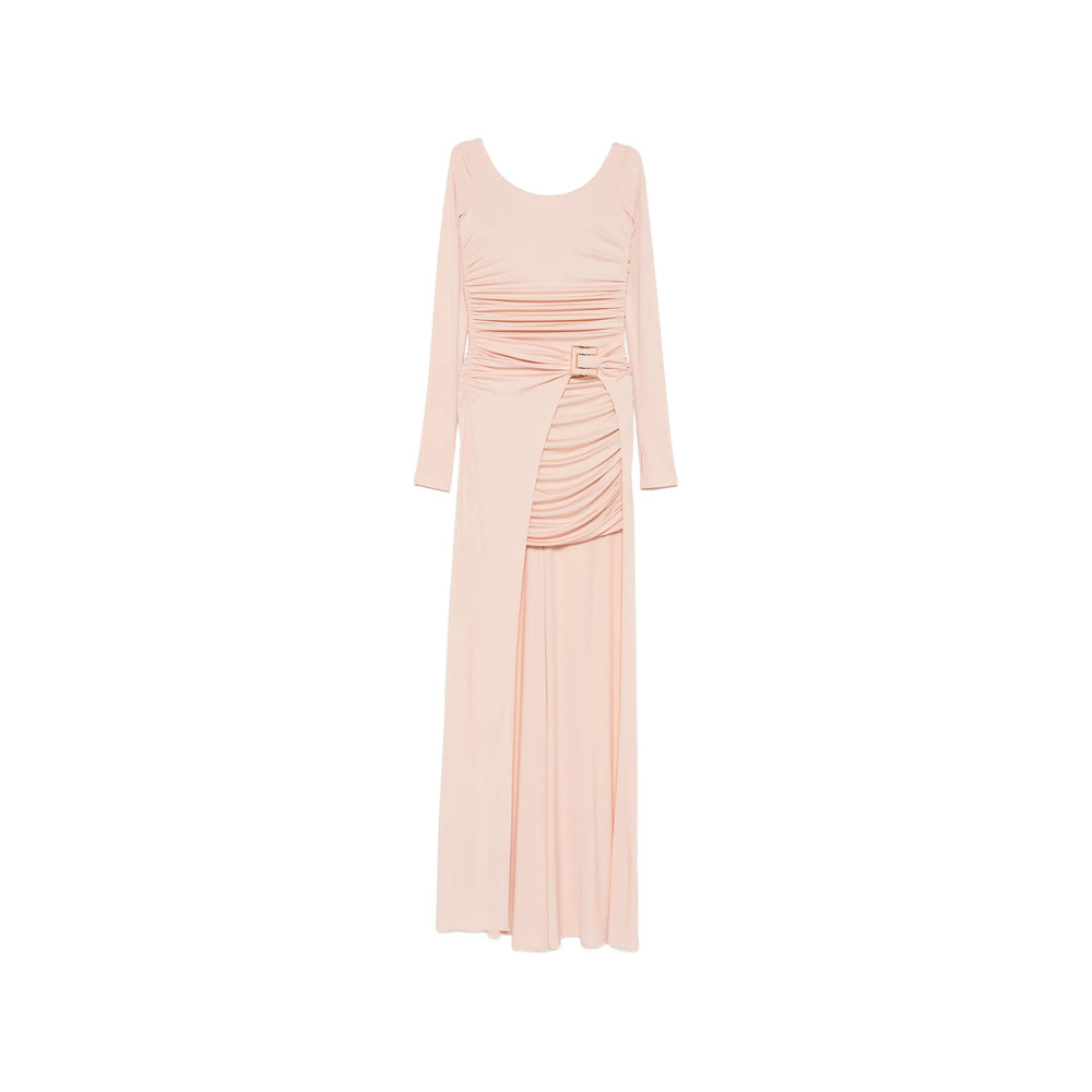 Elisabetta Franchi Ruched Logo-buckle Gown