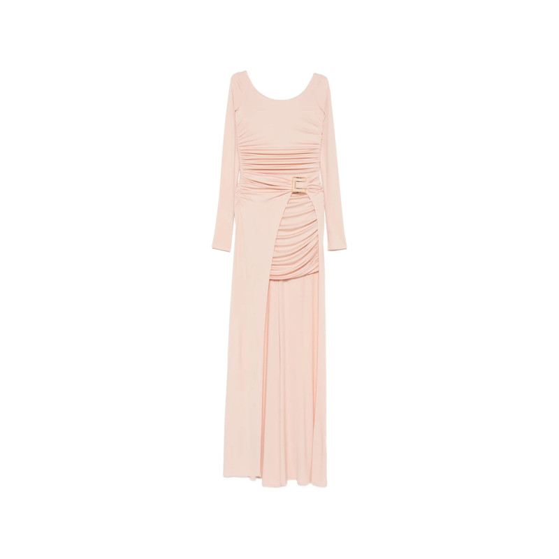 Elisabetta Franchi Ruched Logo-buckle Gown