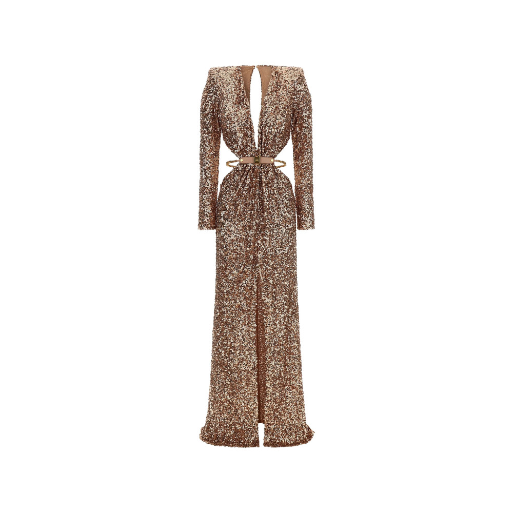 Elisabetta Franchi Red Carpet V-neck Maxi Dress