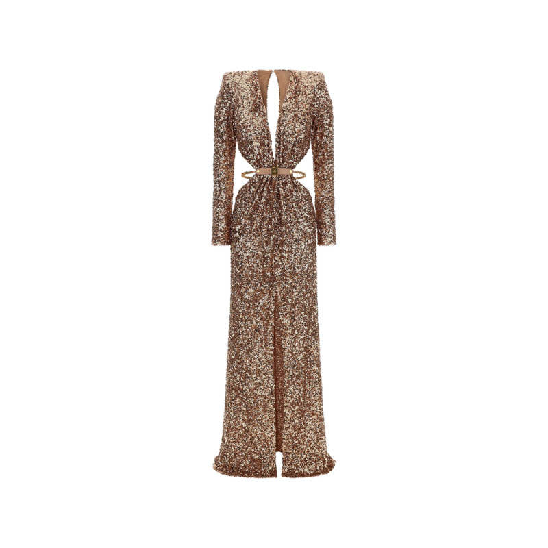 Elisabetta Franchi Red Carpet V-neck Maxi Dress