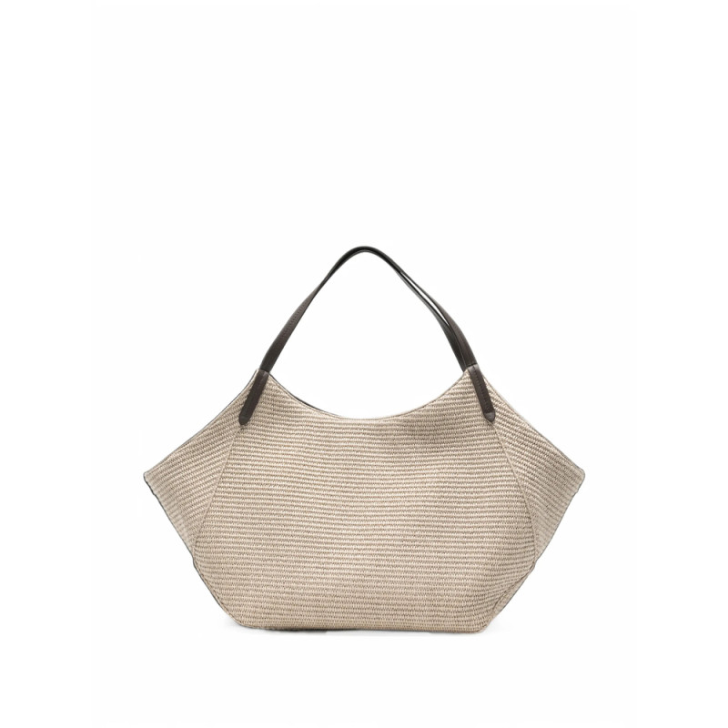 Brunello Cucinelli Woven Leather-trim Shoulder Bag