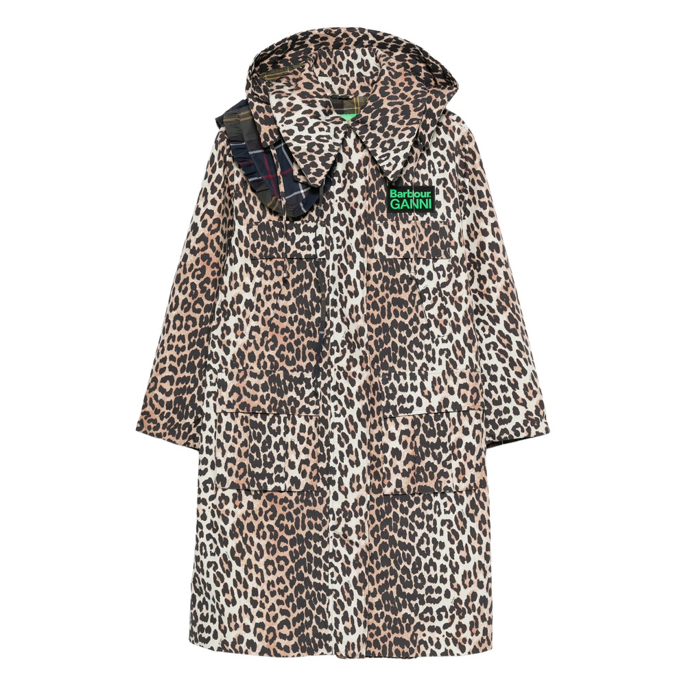 Barbour X Ganni XBarbour XGanni Leopard Print Hooded Coat