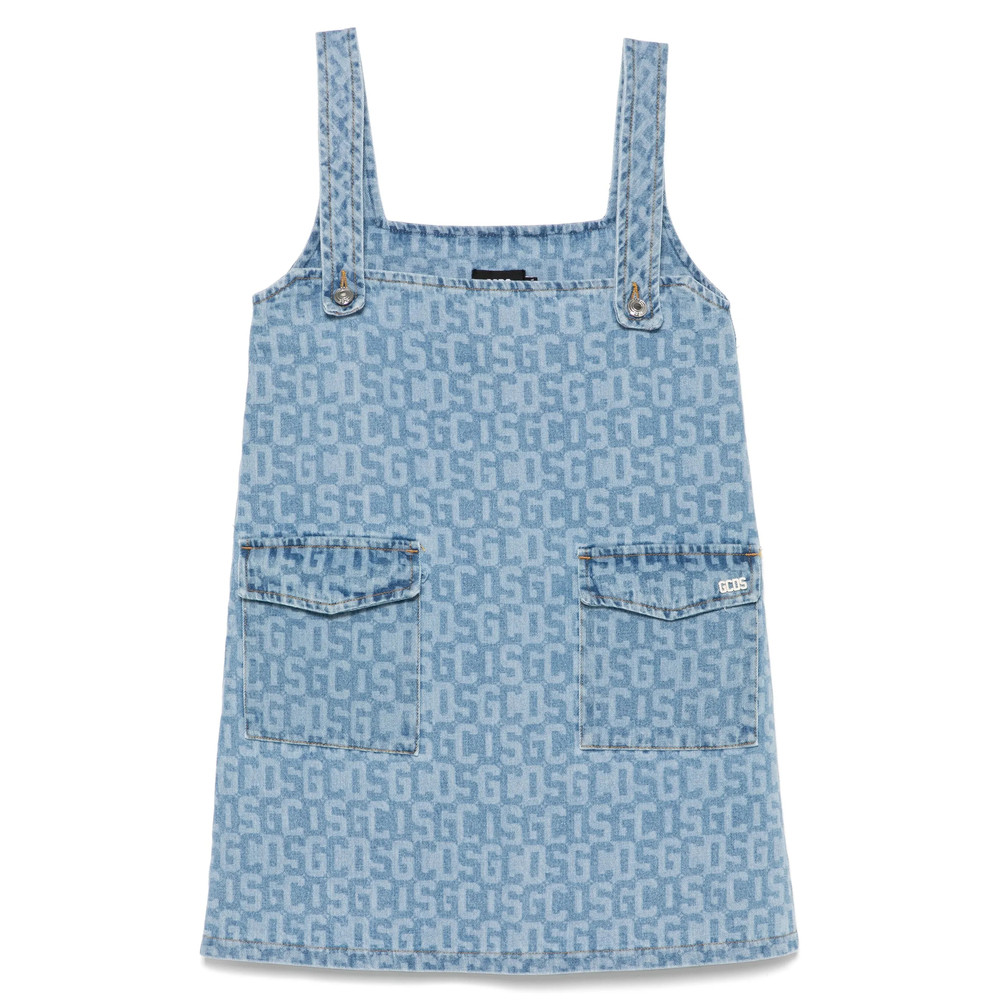 Gcds Monogram-print Denim Mini Dress