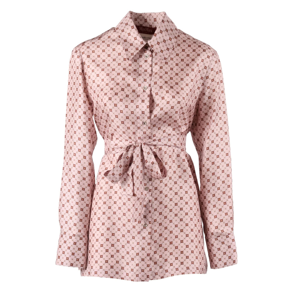 Max Mara Studio Boccale Belted Geometric-print Shirt
