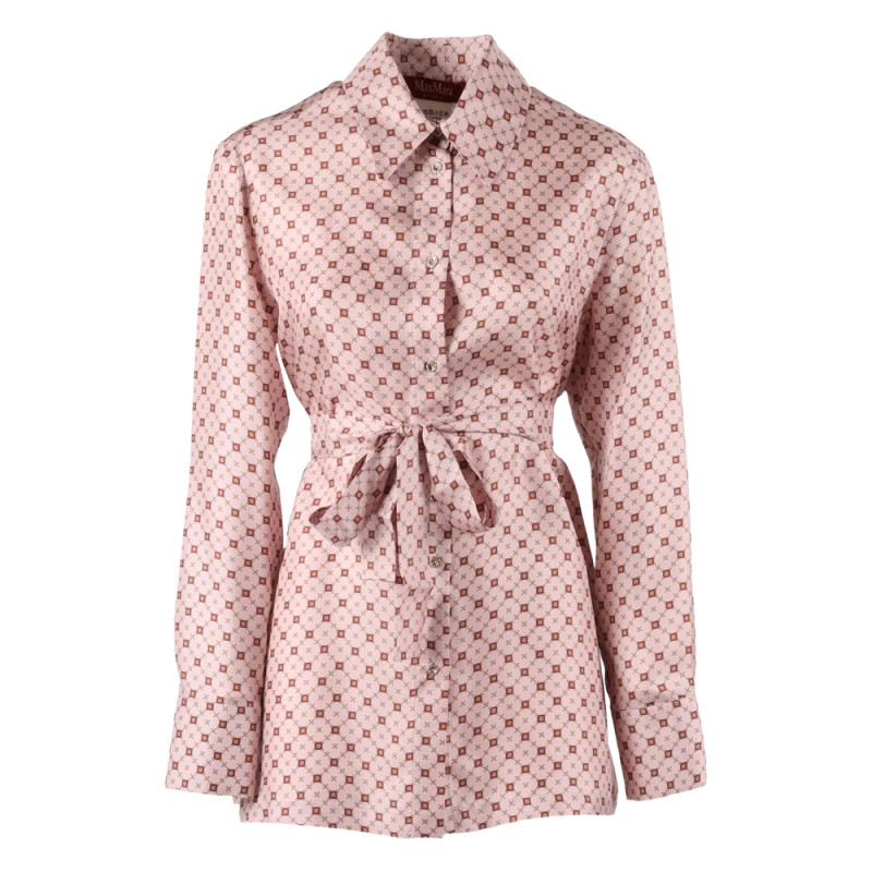 Max Mara Studio Boccale Belted Geometric-print Shirt