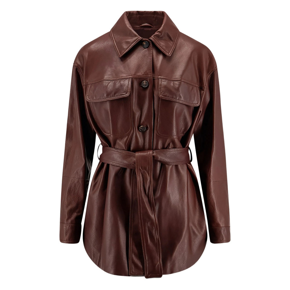 Brunello Cucinelli Belted Leather Jacket