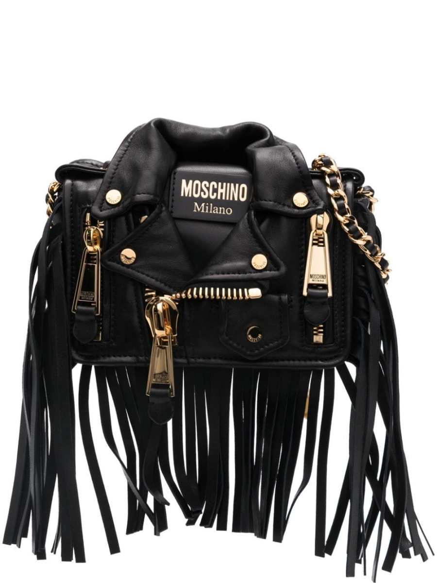 Biker fringed shoulder bag
