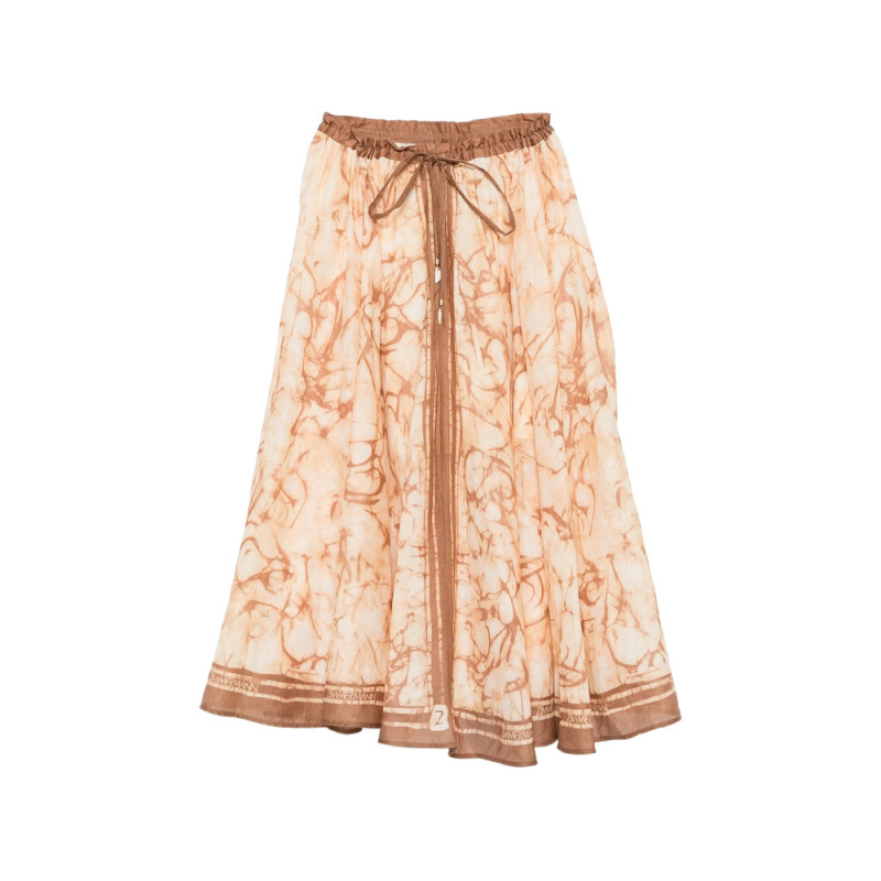 Zimmermann Midi Indra Tie-dye Drawstring Skirt
