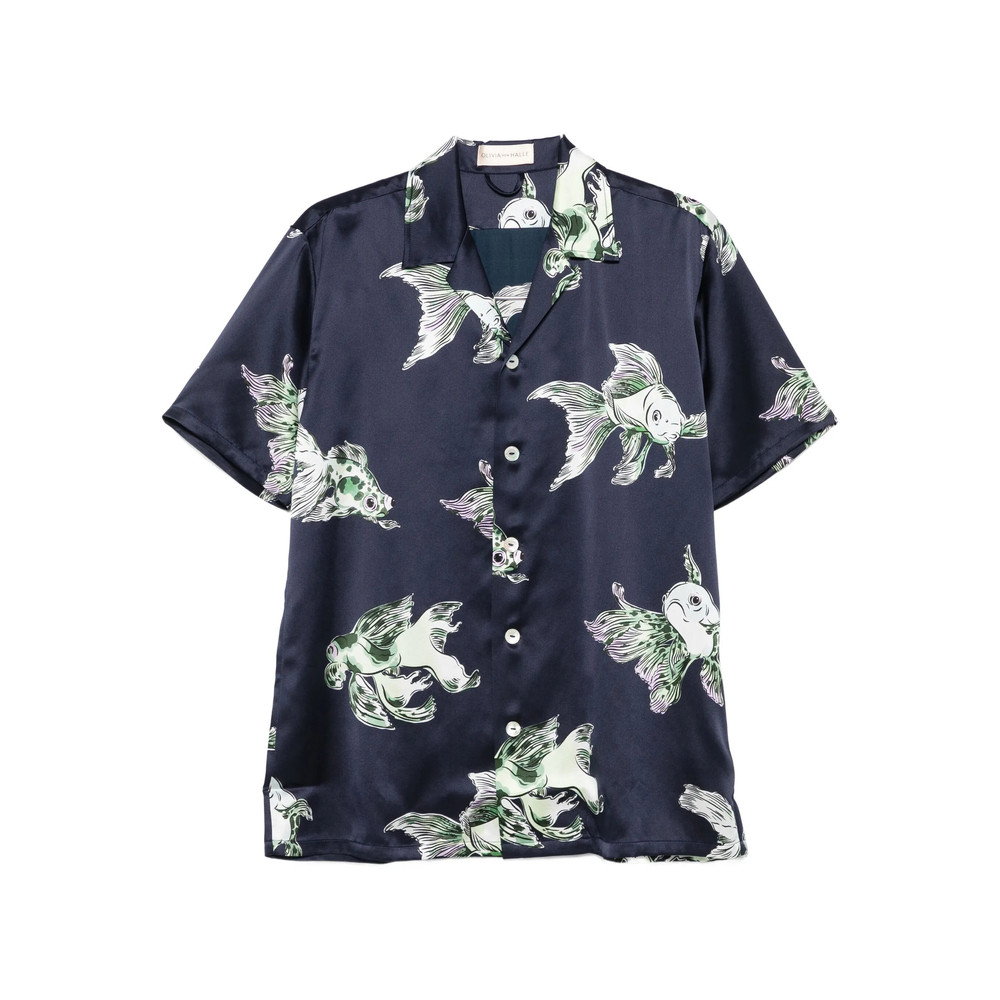 Olivia Von Halle Goldfish-print Shirt