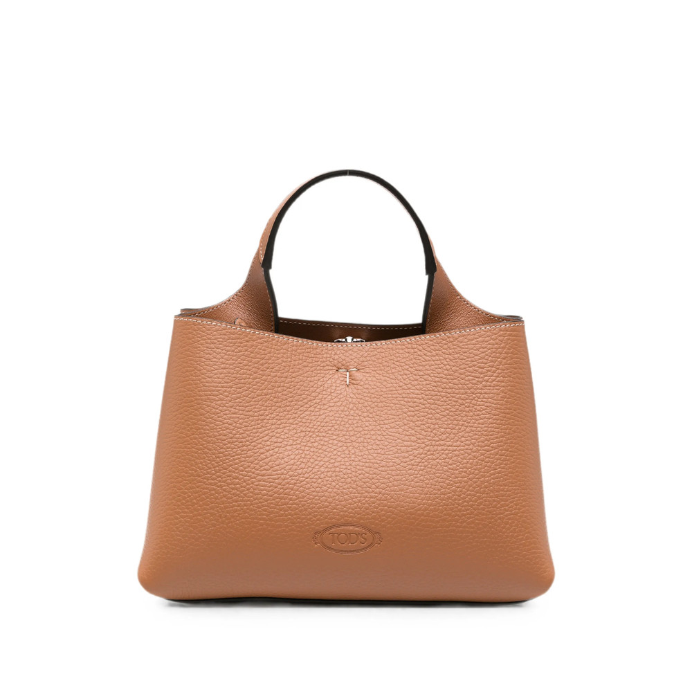 Tod's T-logo Grained Leather Tote Bag