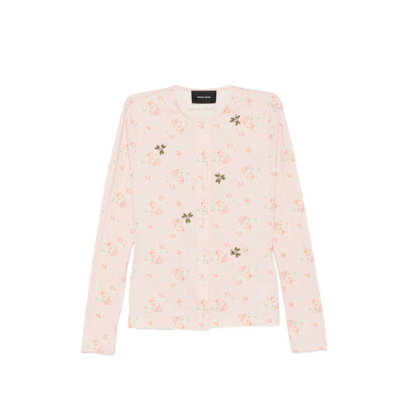 Simone Rocha Floral-print Crystal-embellished Cardigan
