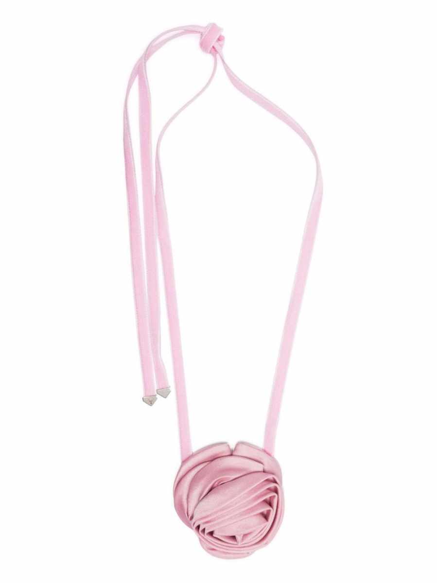 rose-appliqué choker necklace