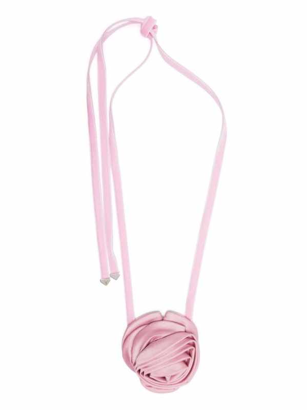 rose-appliqué choker necklace