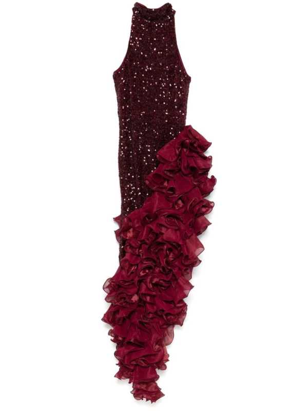 sequinned ruffled midi dress