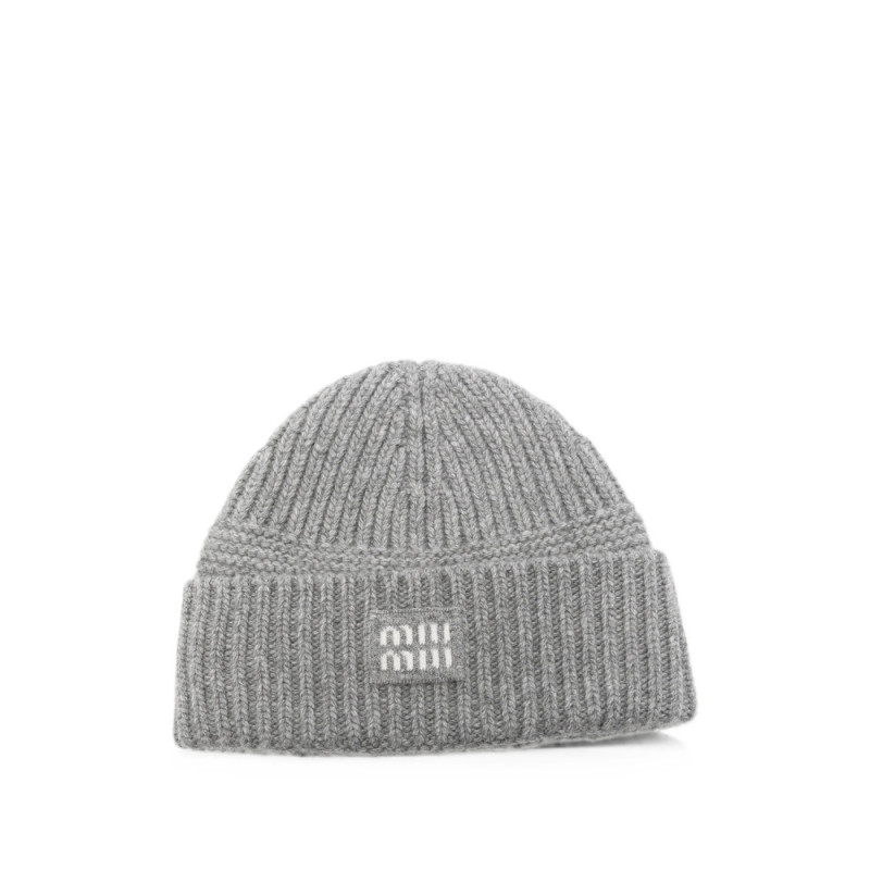 Miu Miu Logo-patch Ribbed-knit Wool Beanie