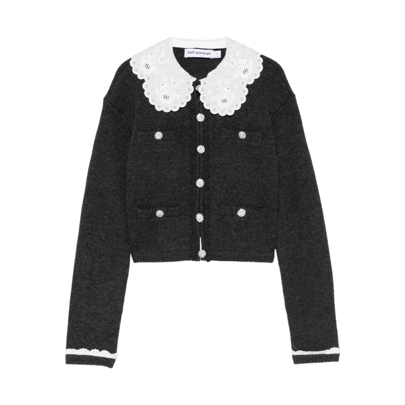 Self-portrait Lace-collar Button Cardigan