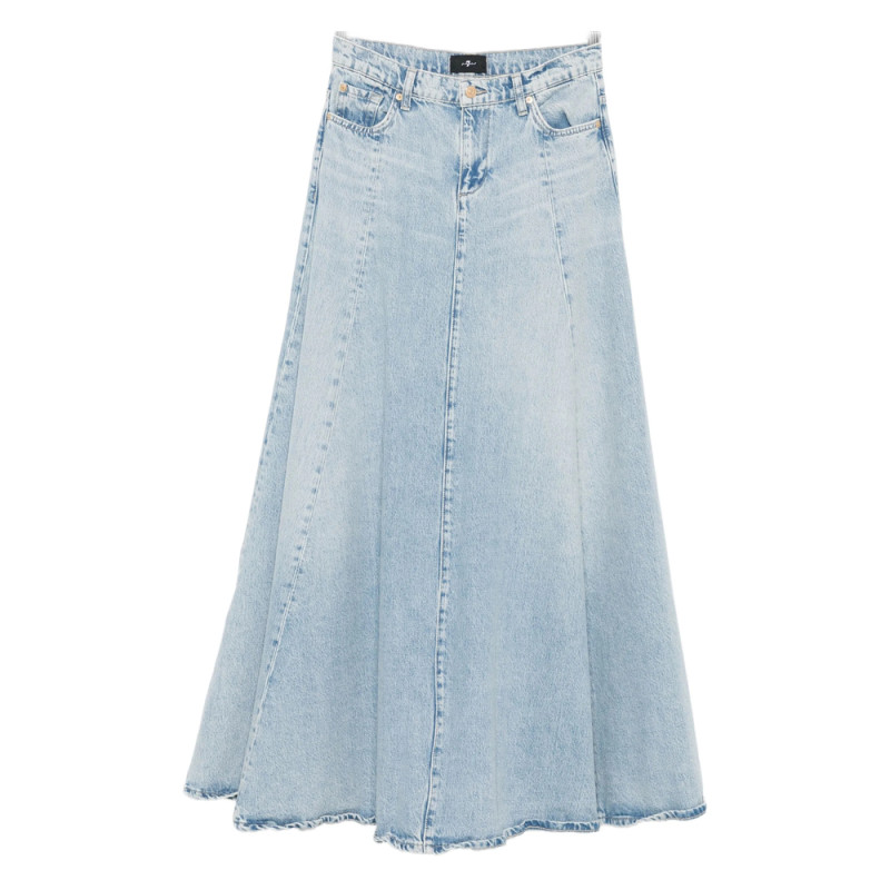 7 For All Mankind Logo-patch Denim Maxi Skirt