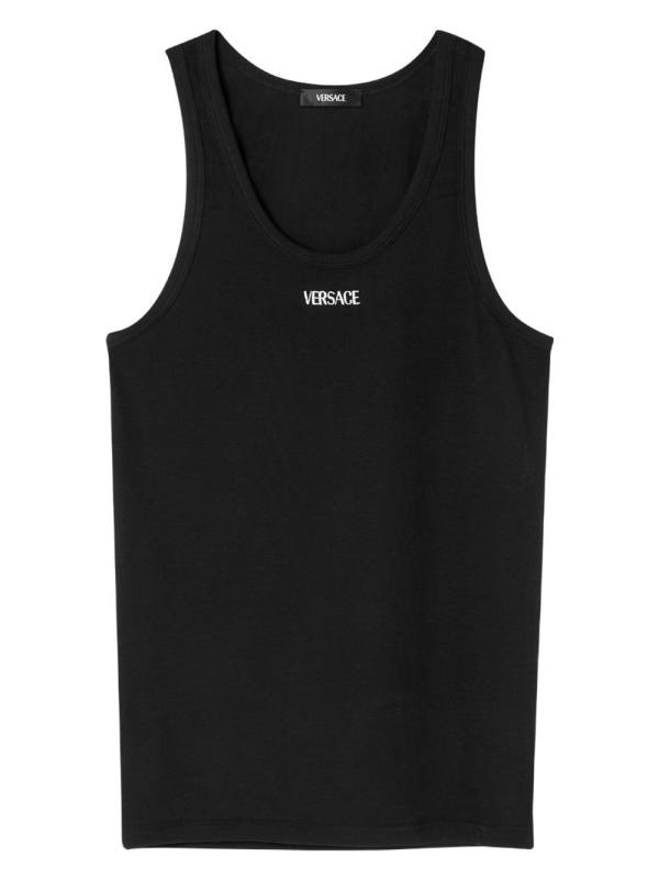 logo-embroidered ribbed tank top