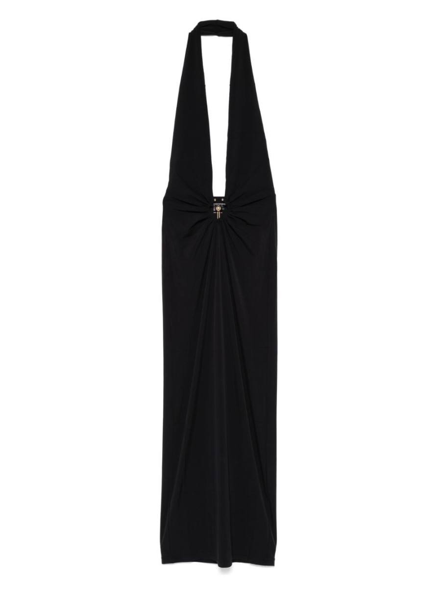 orbit-detail halterneck maxi dress
