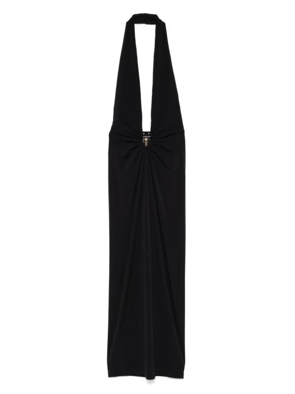 orbit-detail halterneck maxi dress
