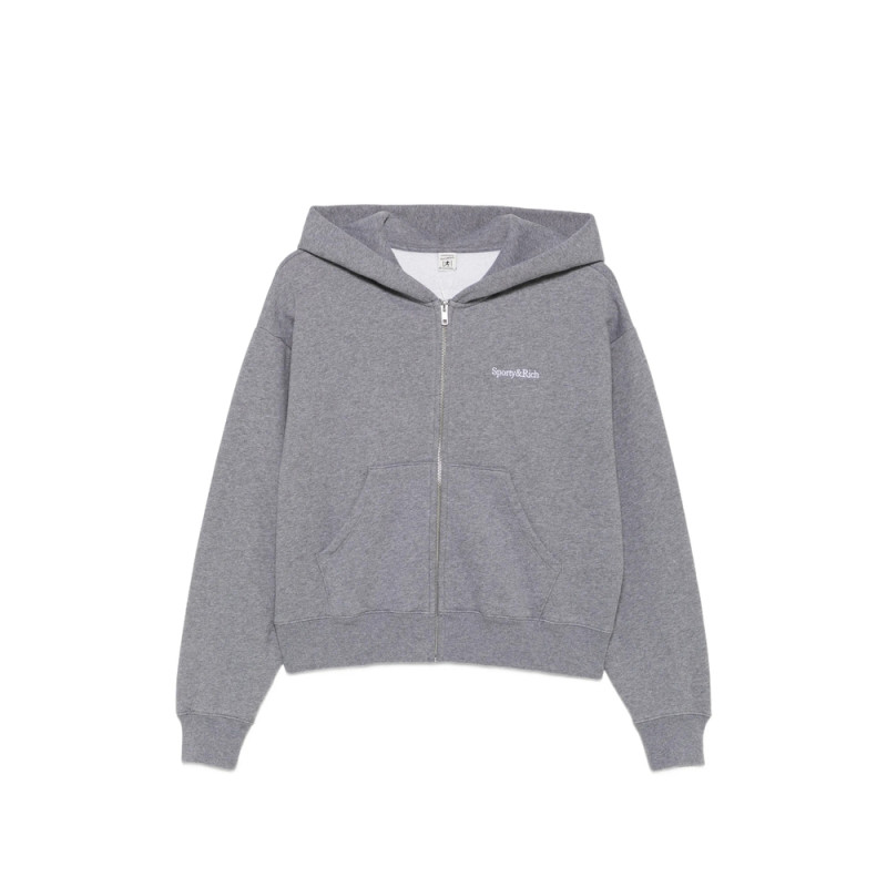 Sporty & Rich Logo-embroidered Zip-up Hoodie